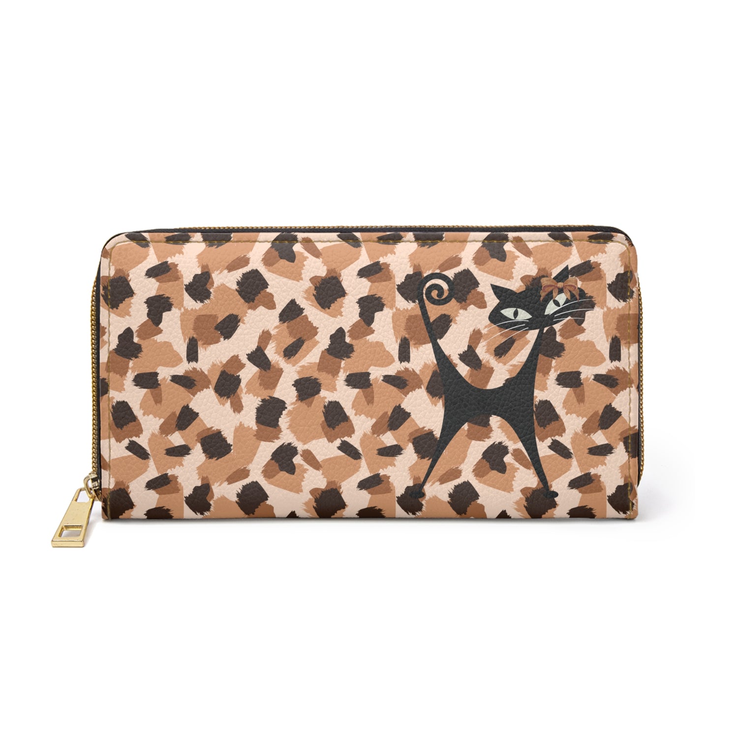 Mid Century Modern Animal Print, Jungle Print Atomic Cat Kitschy Fun Zipper Wallet