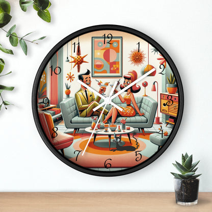 Mid Century Modern Kitschy Quirky Mod Couple, Fun Retro Wall Clock