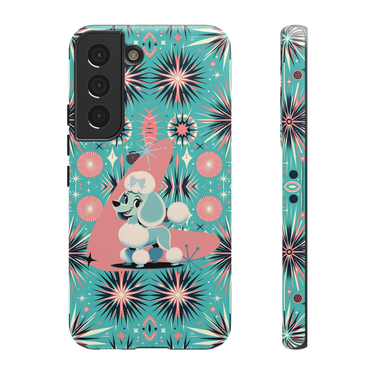 1950s Mid Century Modern Atomic Pink, Poodle Retro Smart Phone Tough Cases