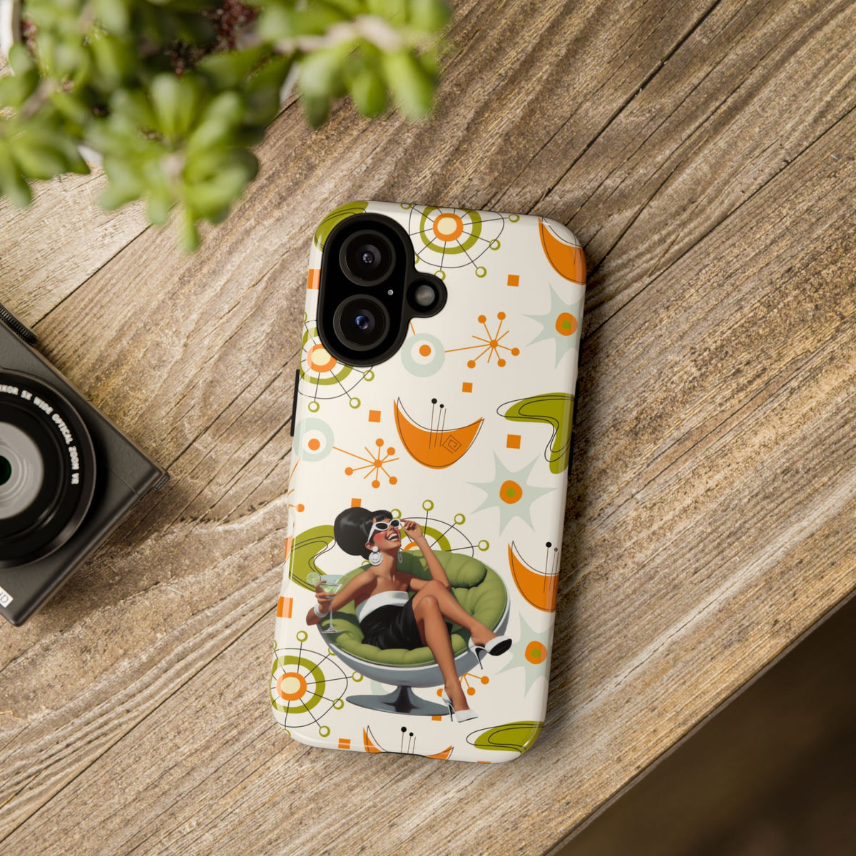 Mid Century Modern Atomic Starburst Mid Mod 60s Gal Retro Chic Tough Phone Case with Vintage Glamour Design