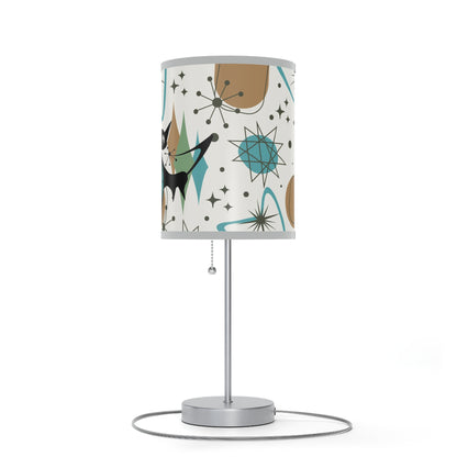 Mid Century Modern Table Lamp, Atomic Kitschy Cats, Starbursts Boomerang Themed Table Lamp - Mid Century Modern Gal