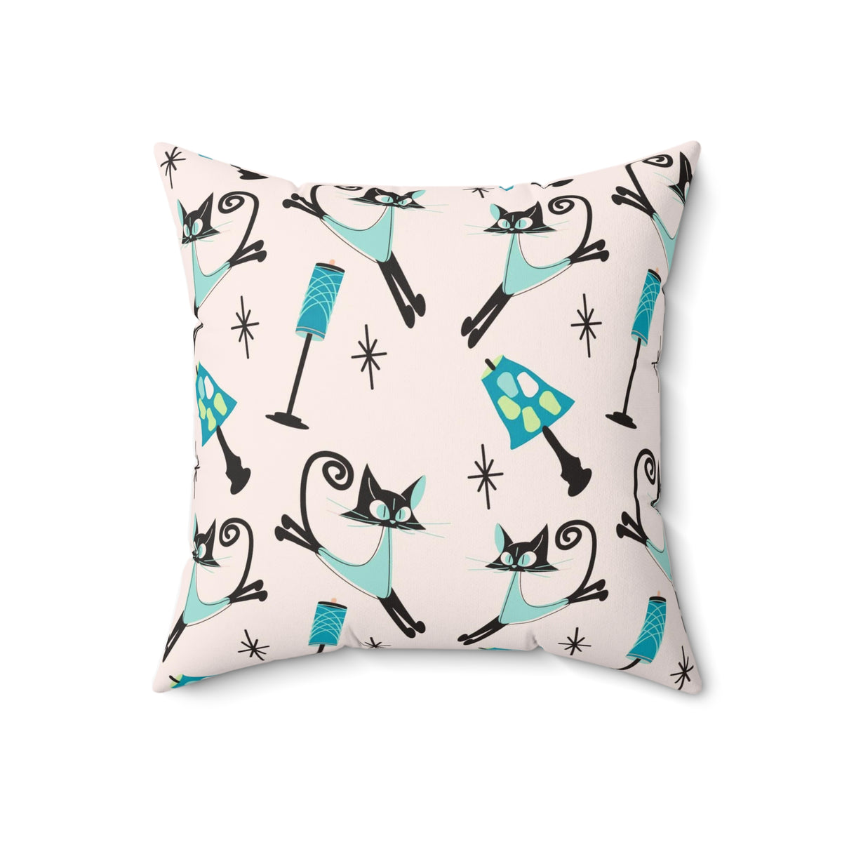 Mid Century Modern Atomic Cat Pillow And Insert - Mid Century Modern Gal