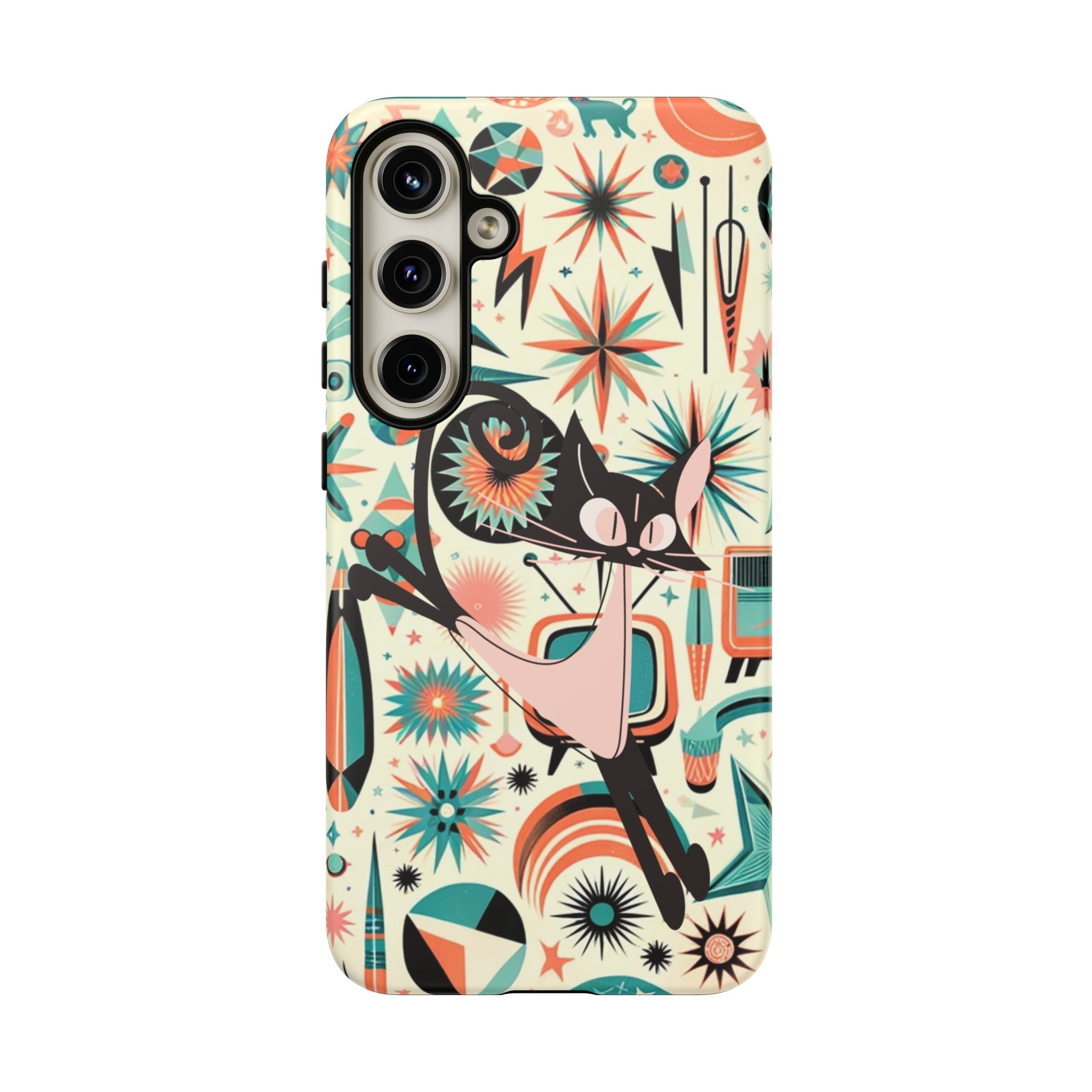 Atomic Kitty Boomerang Space Kitty Mid Century Modern Samsung, Smart Phone, Tough Cases