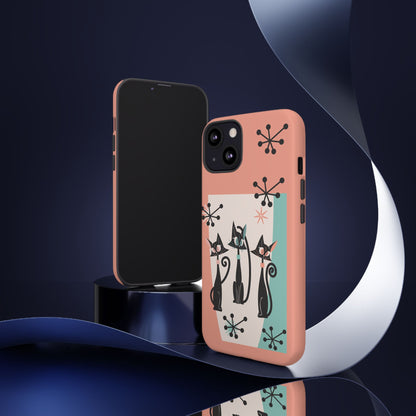 Atomic Cat Mid Mod Coral Aqua Blue Starburst Kitschy Fun Chic Samsung, Smart Phones Tough Cases