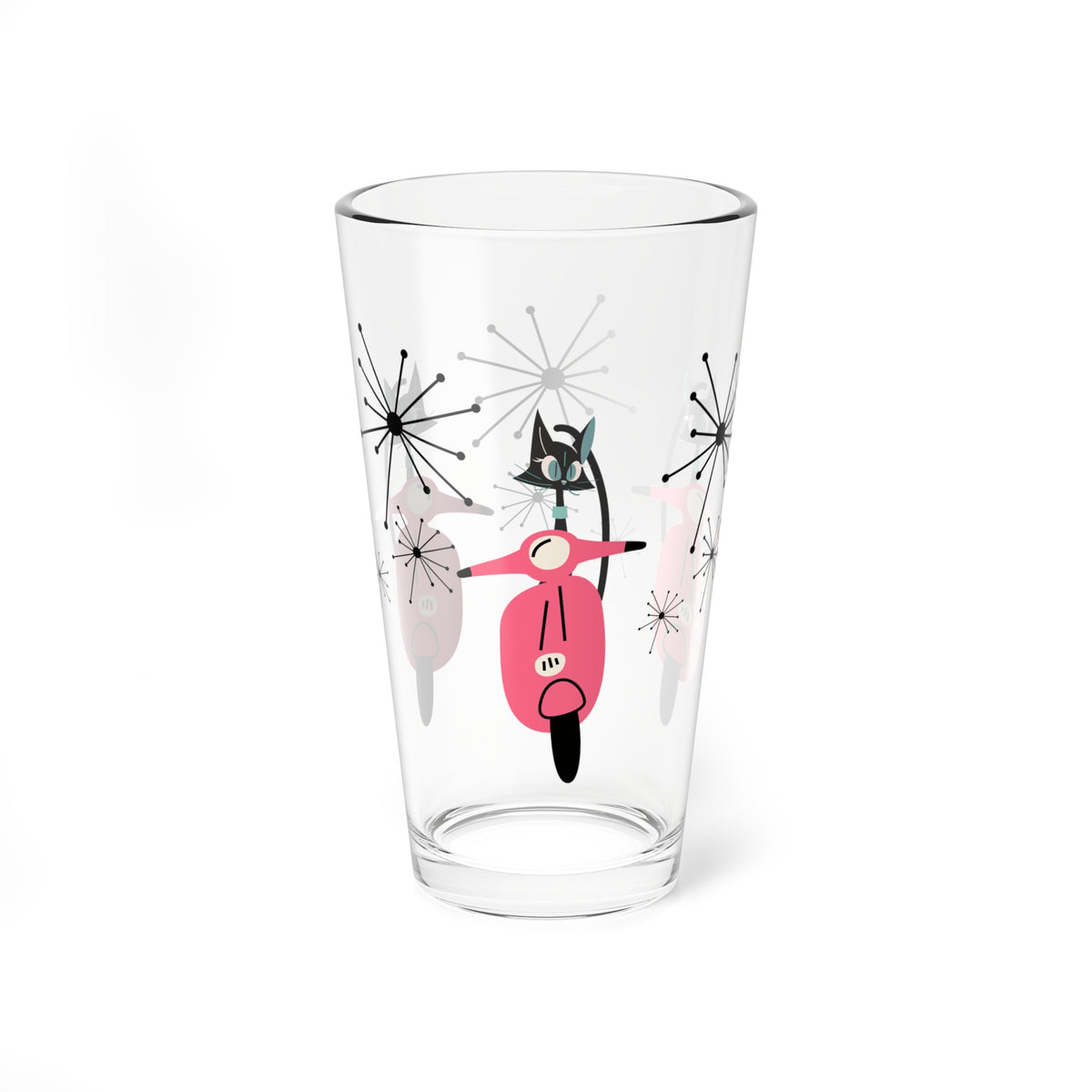 Atomic Cat, Scooter Motor Car Mid Mod 50s Kitschy Drinkware - Mid Century Modern Gal