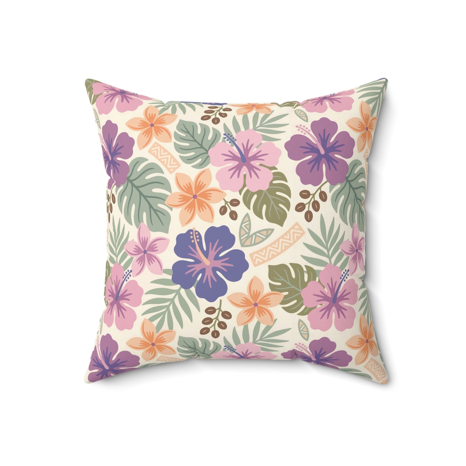 Retro Tropical Tiki Summer, Hawaiian Hibiscus Purple Pillow Cover and Insert - Mid Century Modern Gal