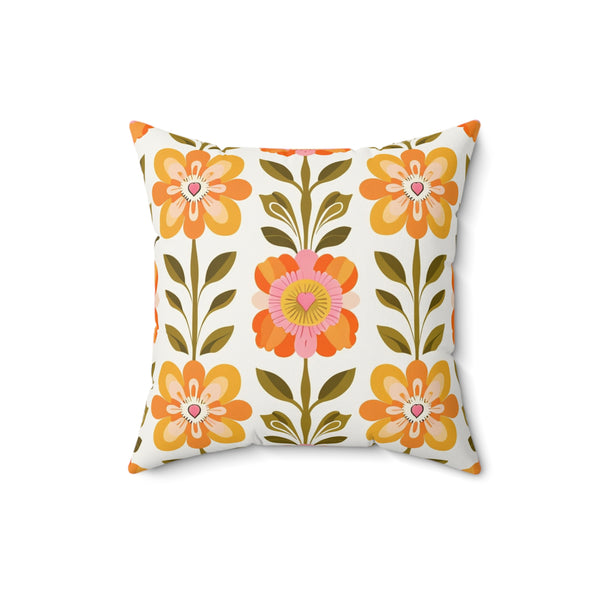 Scandinavian Mid Century Modern Vintage Floral Decorative Pillow