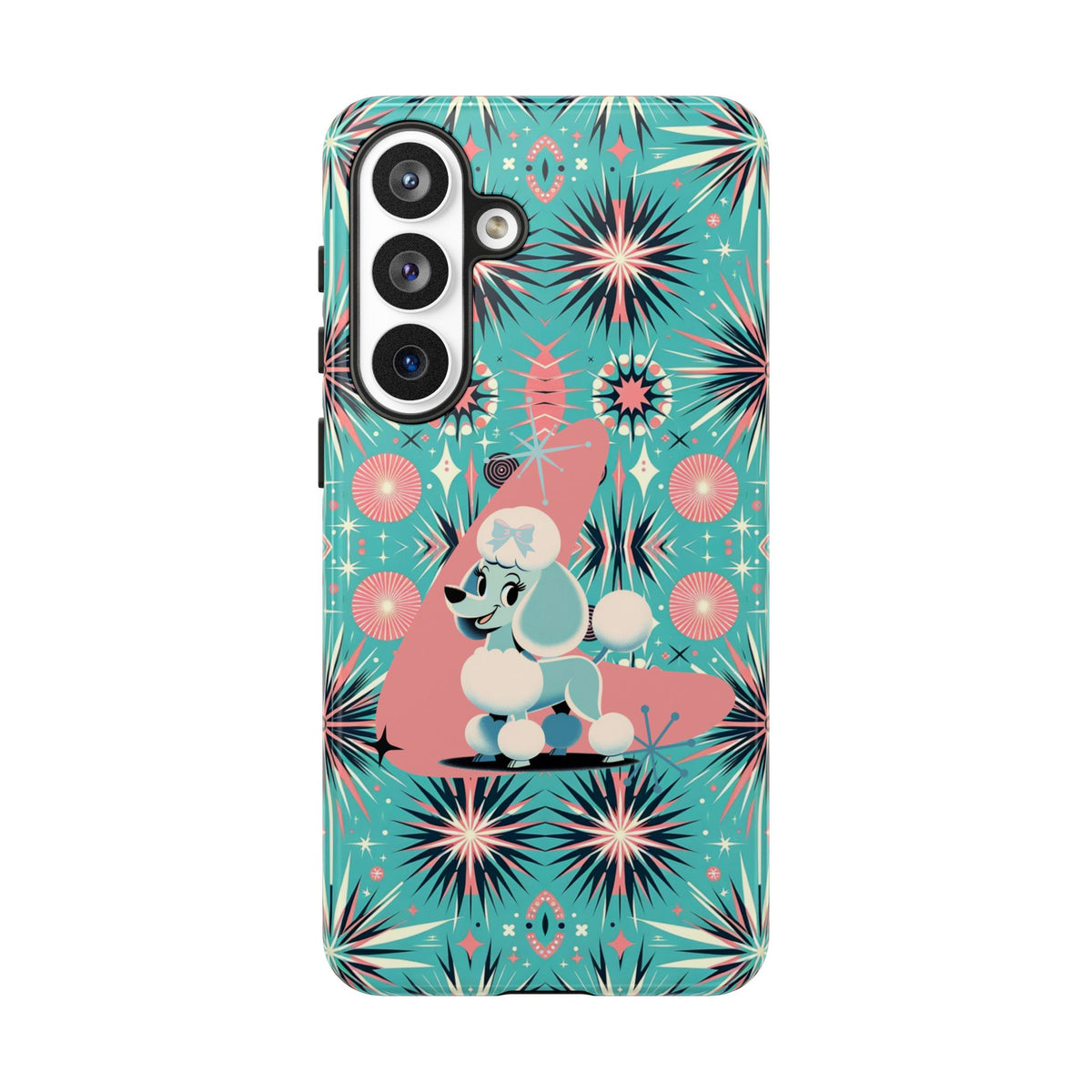 1950s Mid Century Modern Atomic Pink, Poodle Retro Smart Phone Tough Cases