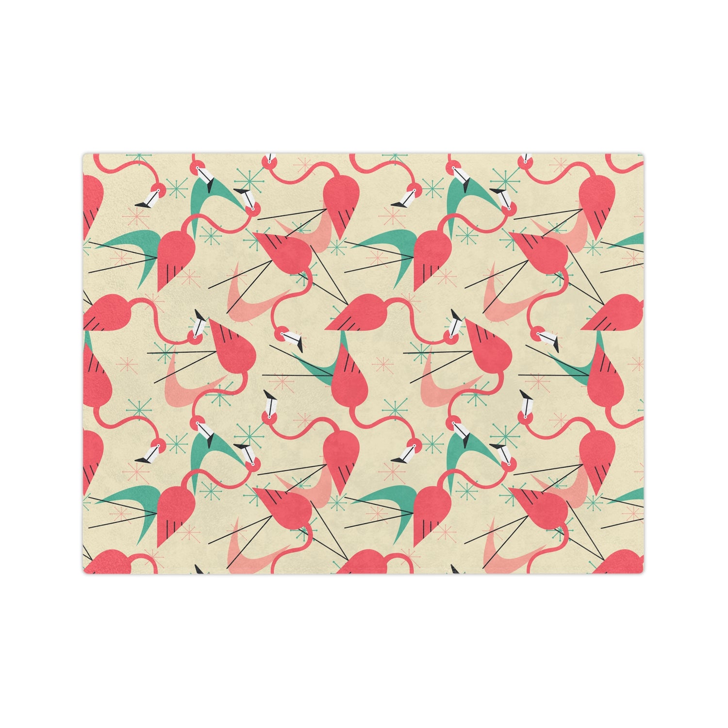 Palm Springs Mid Mod Tropical Flamingo Velveteen Blanket - Cozy Retro Kitsch Lightweight Throw - Mid Century Modern Gal