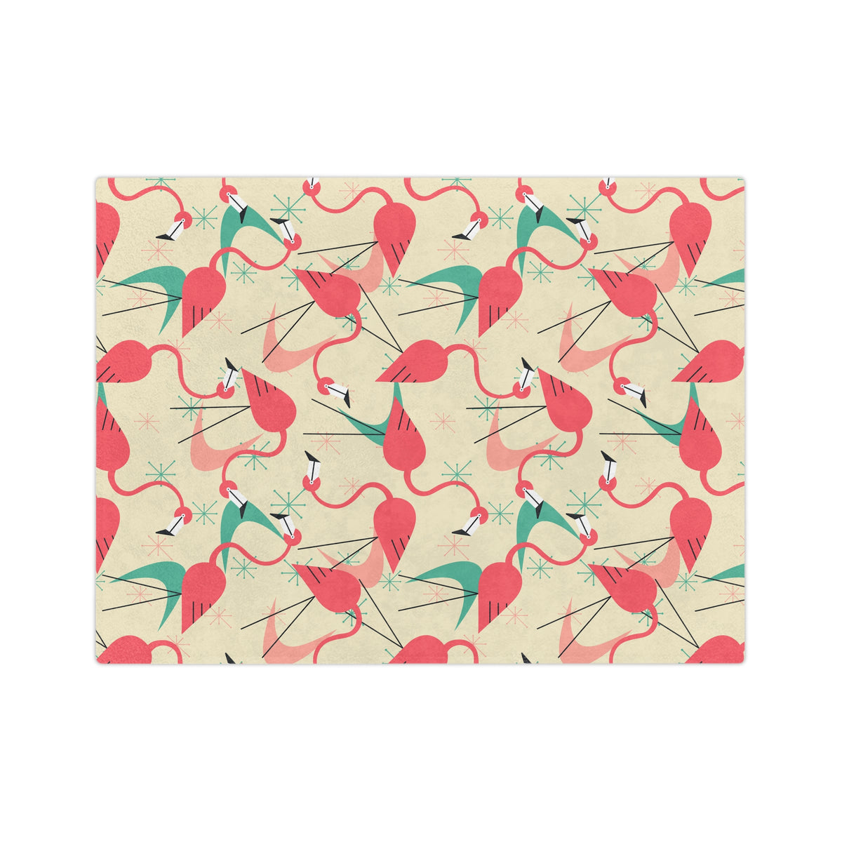 Palm Springs Mid Mod Tropical Flamingo Velveteen Blanket - Cozy Retro Kitsch Lightweight Throw - Mid Century Modern Gal