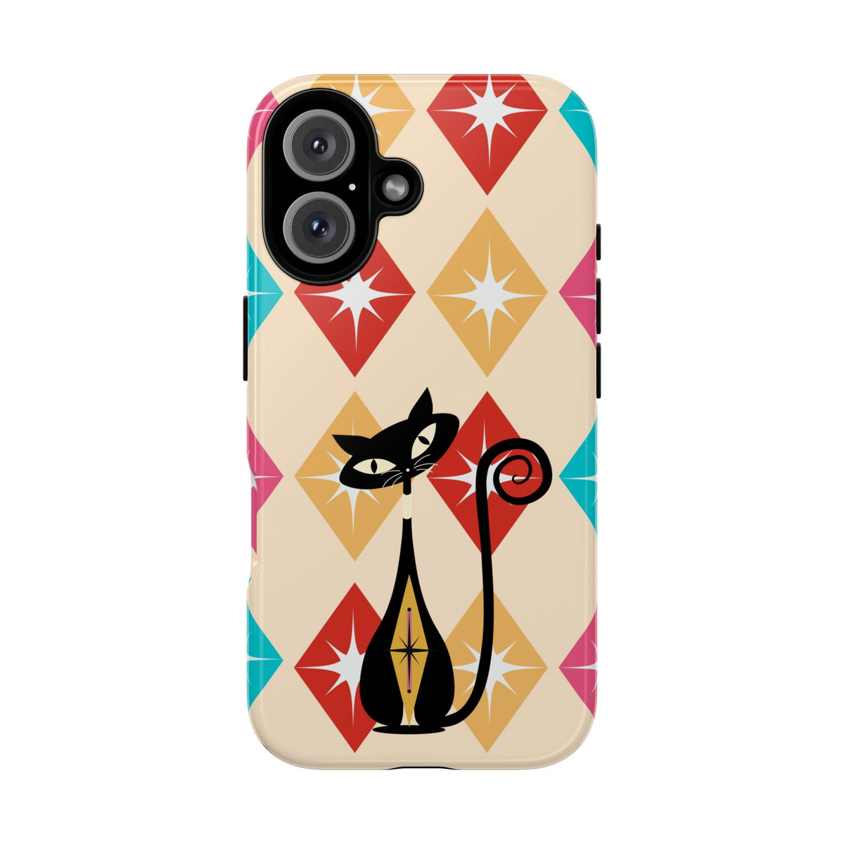 Mid Century Modern Atomic Cat, Atomic 50s Diamonds Retro Phone Tough Cases - Mid Century Modern Gal
