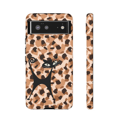 Mid Century Modern Atomic Cat, Animal Print Kitschy Trendy Smart Phone Tough Cases