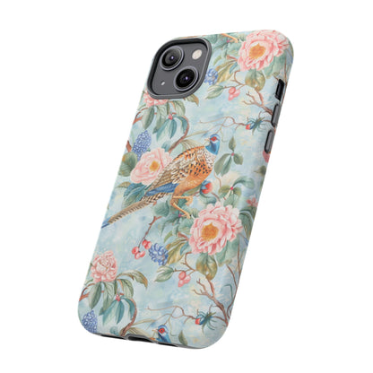 Chinoiserie Designed Floral Pheasant Phone Case with Bird Design