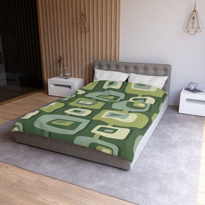 Mid Century Modern, Geometric, Groovy Green, Beige, Abstract, 60s 70s Retro, Mid Mod, MCM Duvet Cover - Mid Century Modern Gal