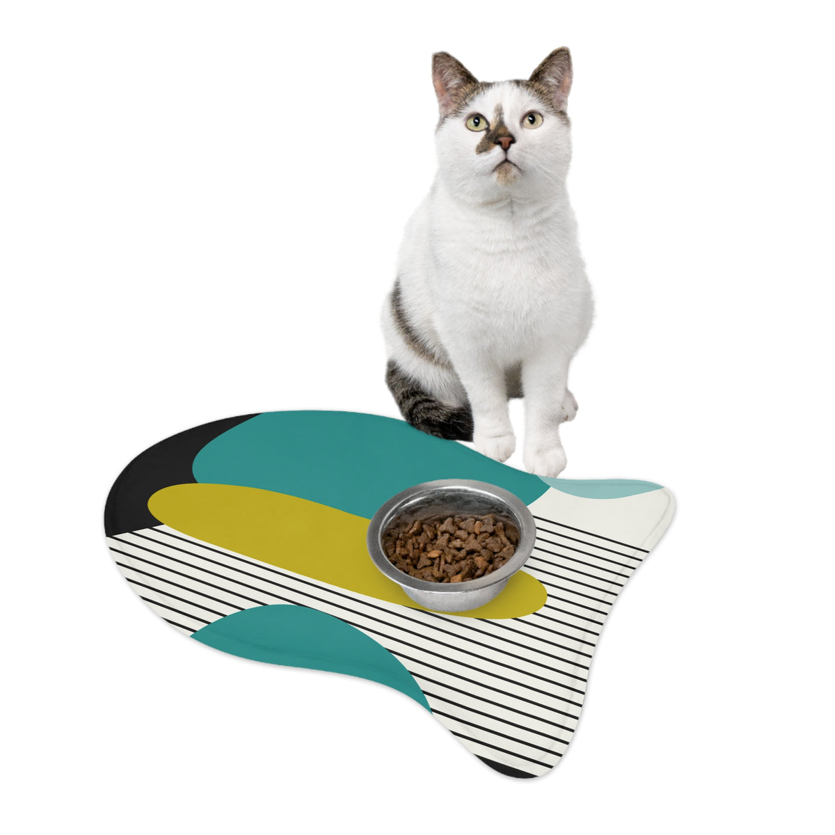 Mid Century Modern Geometric Pet Feeding Mats - Mid Century Modern Gal
