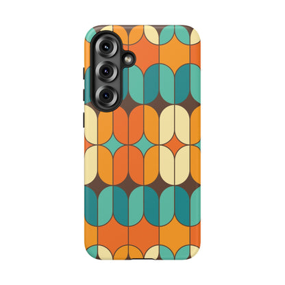 Mid Century Modern Orange, Teal Geometric Mod Designed Tough Phone Case