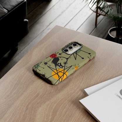 Mid Century Modern Atomic Cat, Retro Chic Groovy Mod Samsung, Smart Phone Tough Cases