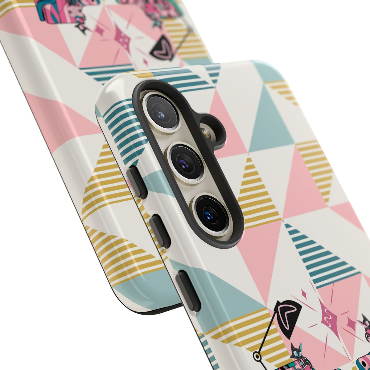 Atomic Cats Reading, Book Talk, Book Lover, Retro Chic Phone Case with Retro Vibe - Cozy Living Room Design