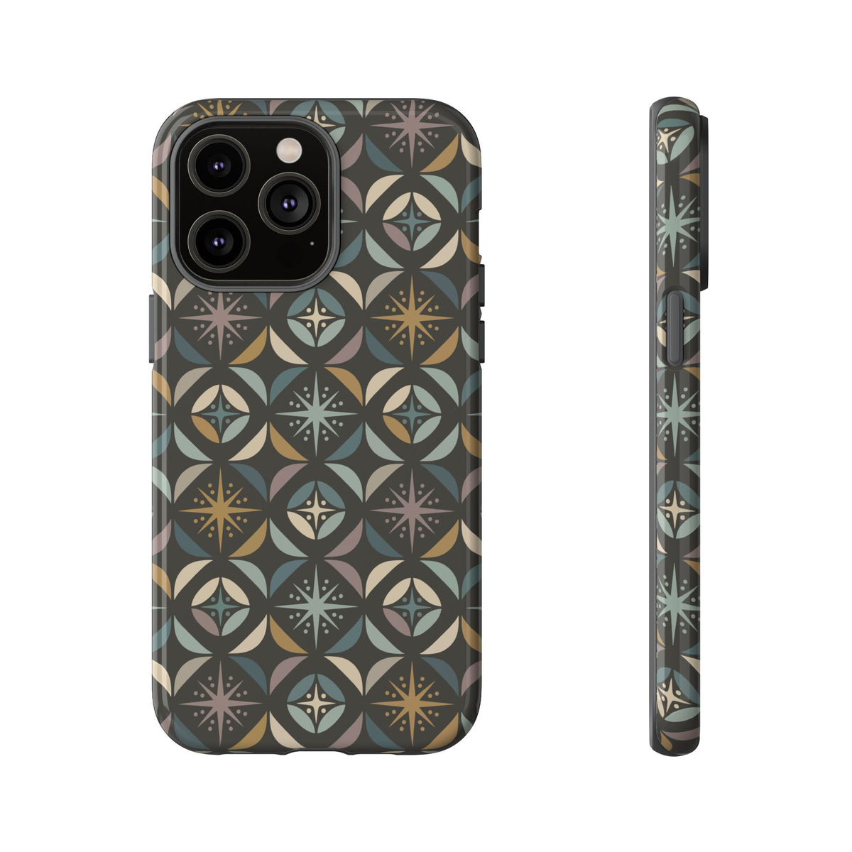 Mid Century Modern Elegant Gray Geometric Starburst Tough Phone Case