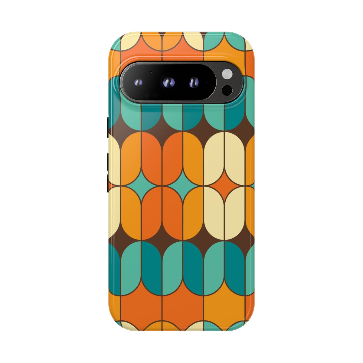 Mid Century Modern Orange, Teal Geometric Mod Designed Tough Phone Case