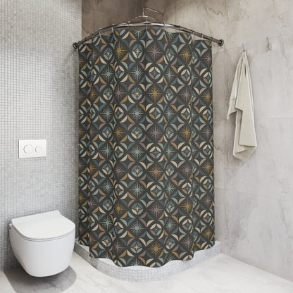 Mid Century Modern Elegant Gray Geometric Starburst Shower Curtain - Mid Century Modern Gal