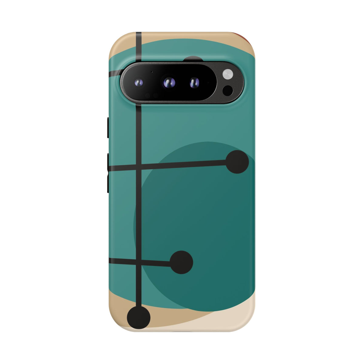 Mid Century Mod, Geometric, Retro Beige Teal Blue, Smart Phones Tough Phone Cases