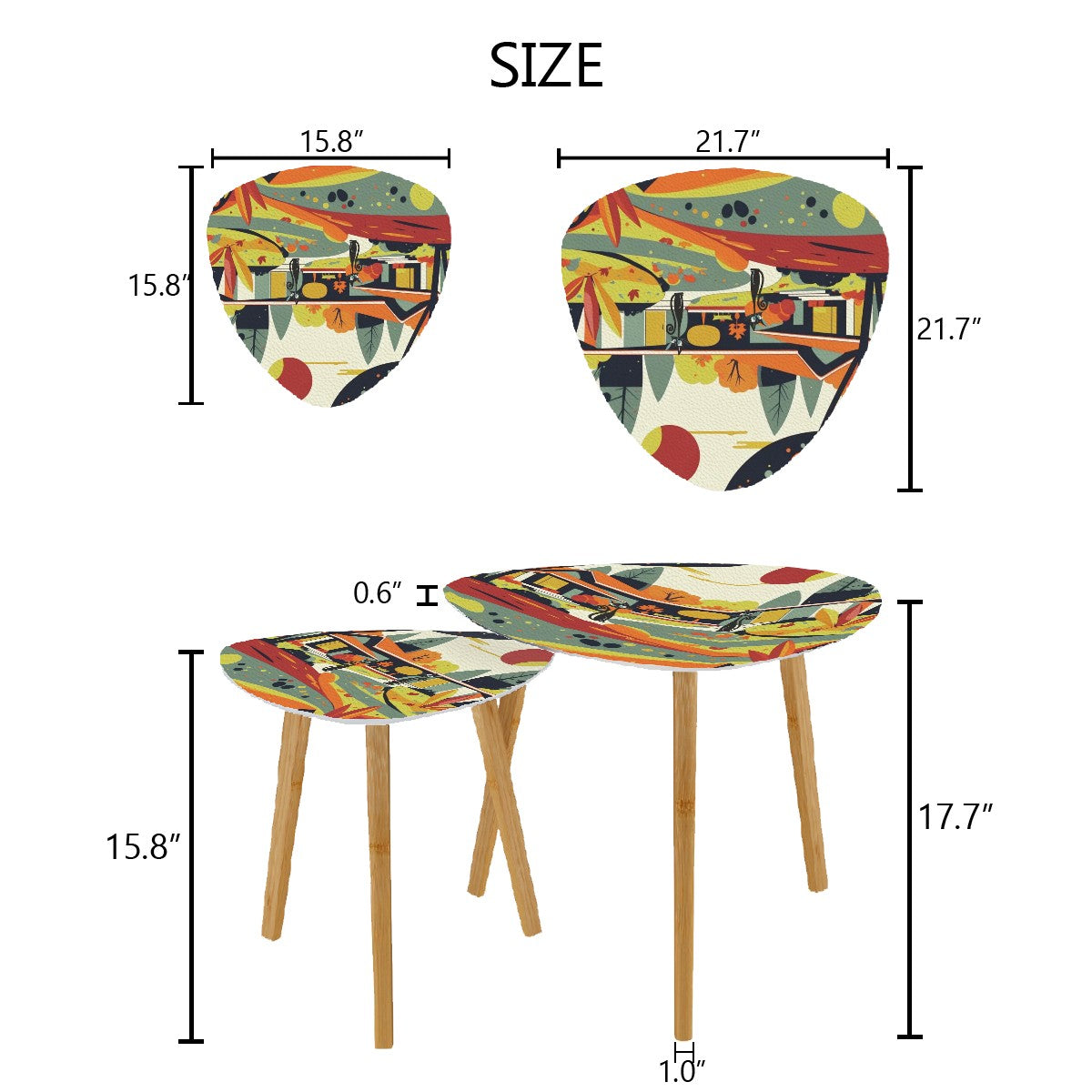 Mid Century Modern Scandinavian Fall Seasonal Mod Nesting Tables - Mid Century Modern Gal