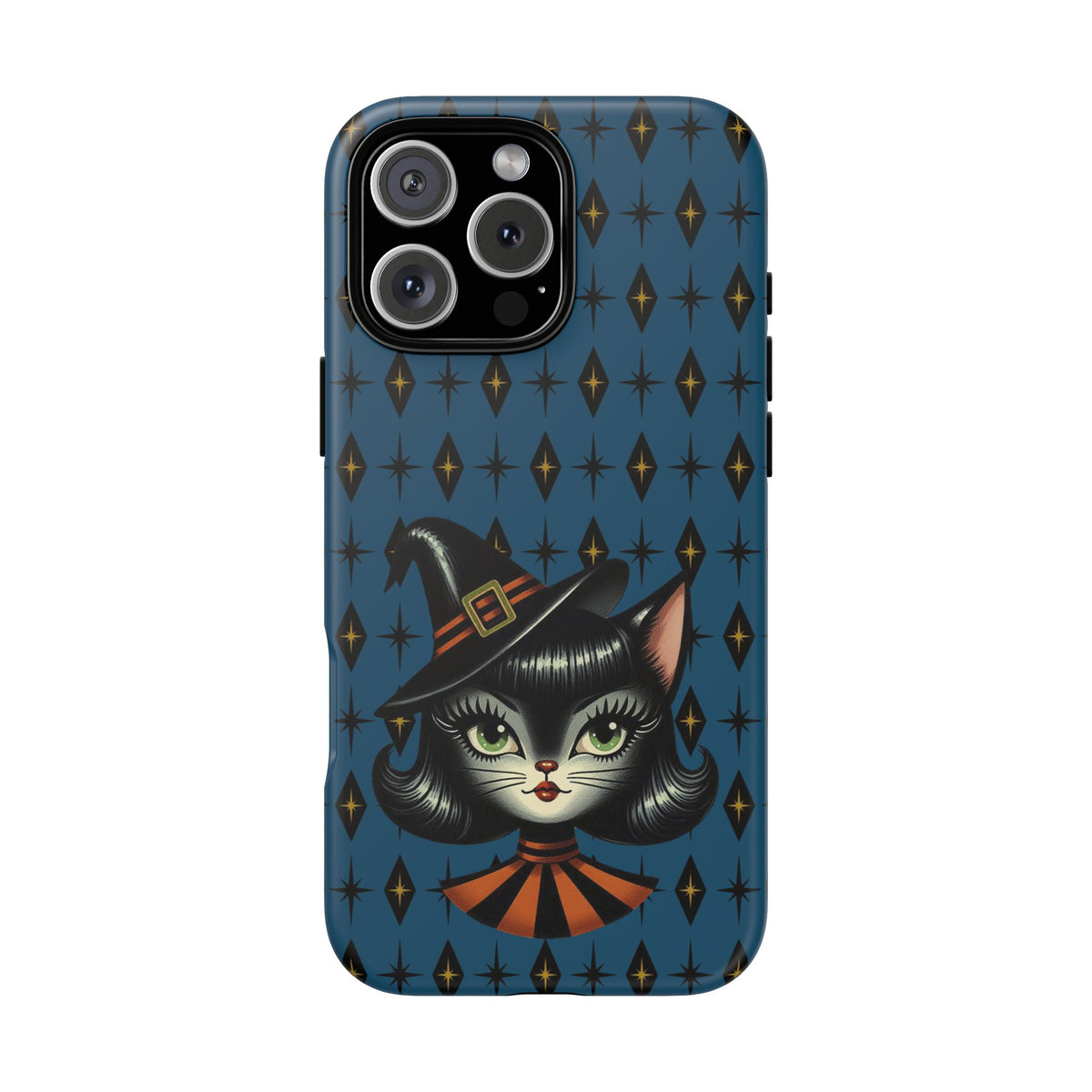 Vintage Halloween Black Cat Sexy Sexton Mid Century Modern Blue Tough Phone Case