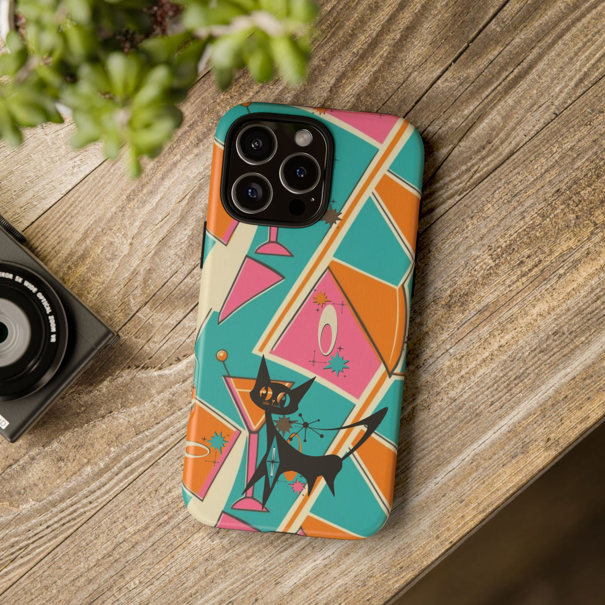 Atomic Cat Mid Mod Retro Cat Phone Case - Tough Cases for Stylish Cat Lovers