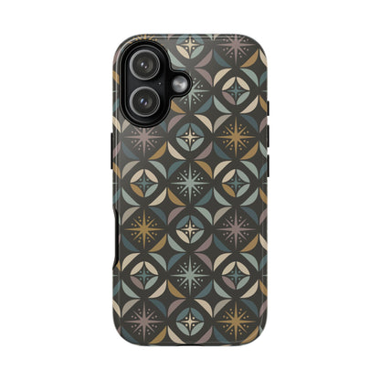 Mid Century Modern Elegant Gray Geometric Starburst Tough Phone Case