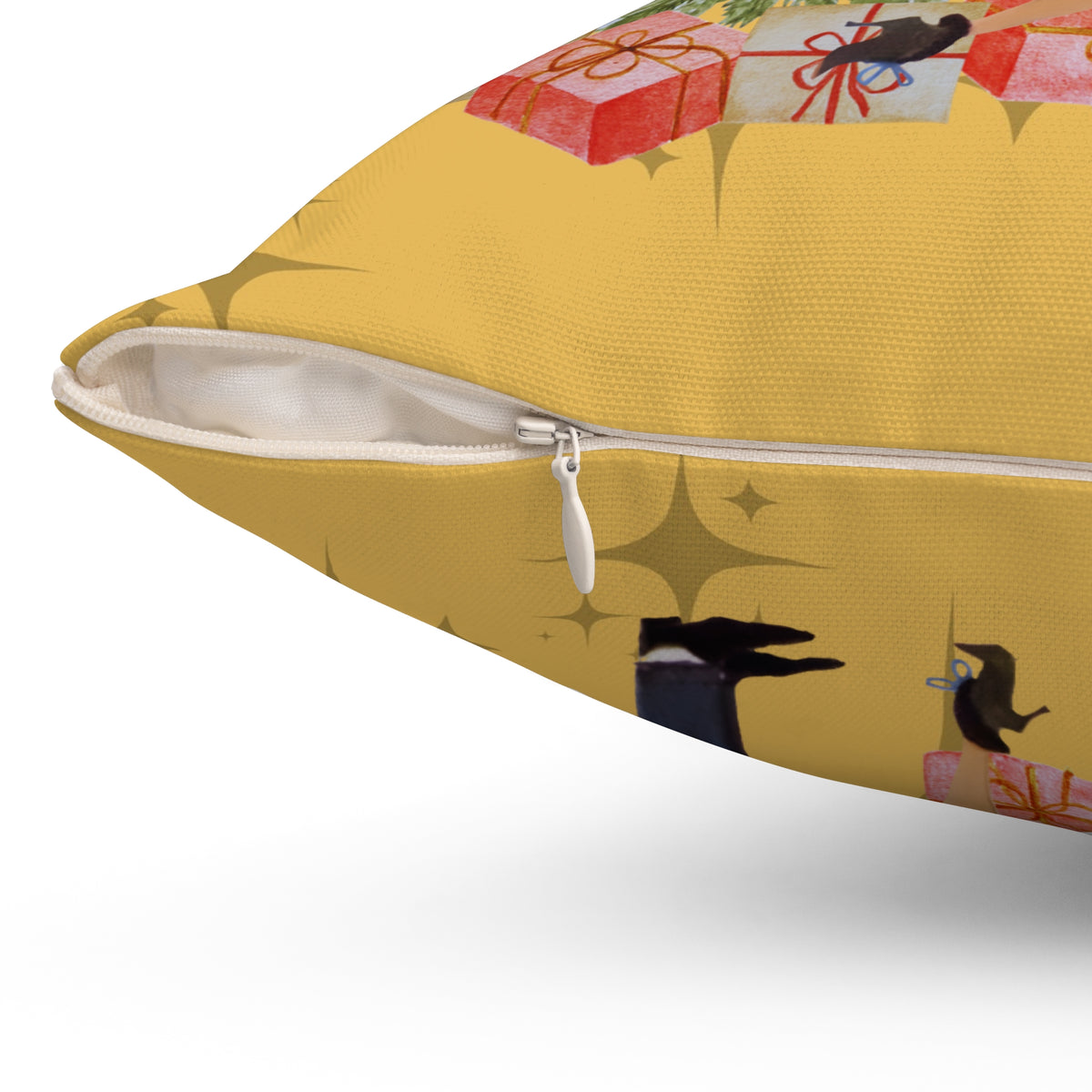 Retro Holiday Kitsch, Merry Christmas Decorative Pillow - Retro Holiday Throw Cushion - Mid Century Modern Gal