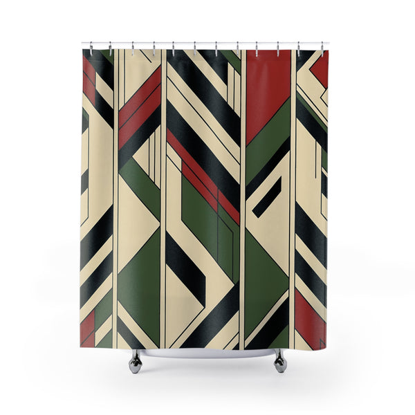 Mid Mod Bauhaus Designed Geometric Pattern Shower Curtain - Modern Home Décor
