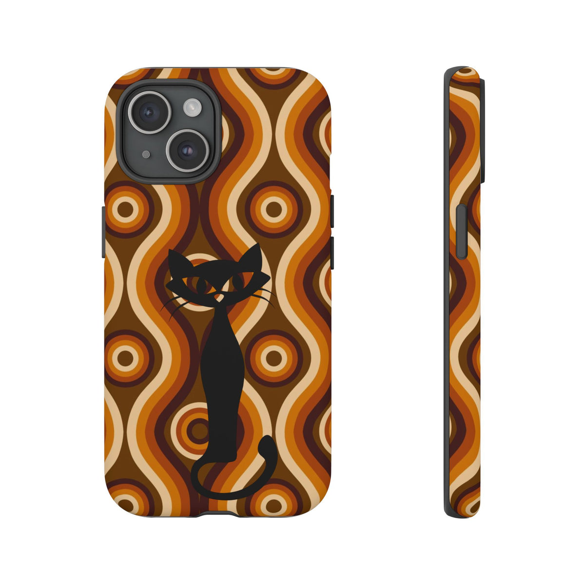 Retro Phone Case, Groovy Brown, Atomic Kitsch Cat Tough Smart Phone Cases