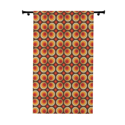 Groovy Retro 70s Space Orbs, Brown, Orange Yellow Mid Mod Window Curtains (1 Piece) - Mid Century Modern Gal