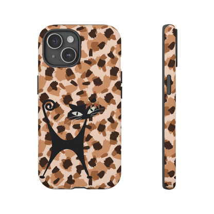 Mid Century Modern Atomic Cat, Animal Print Kitschy Trendy Smart Phone Tough Cases