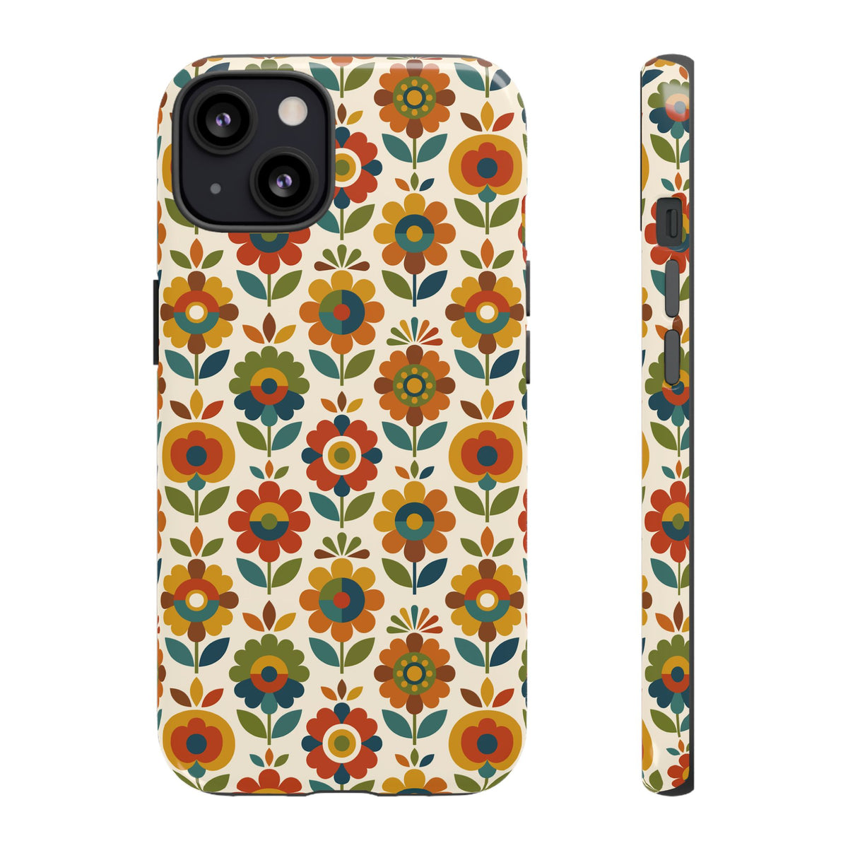 Mid Century Modern Scandinavian Floral Earth Tones Tough Phone Case
