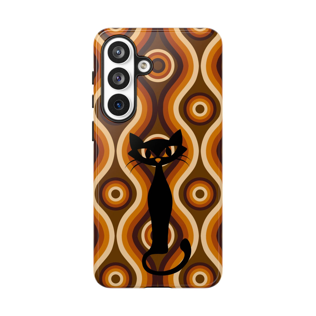 Retro Phone Case, Groovy Brown, Atomic Kitsch Cat Tough Smart Phone Cases