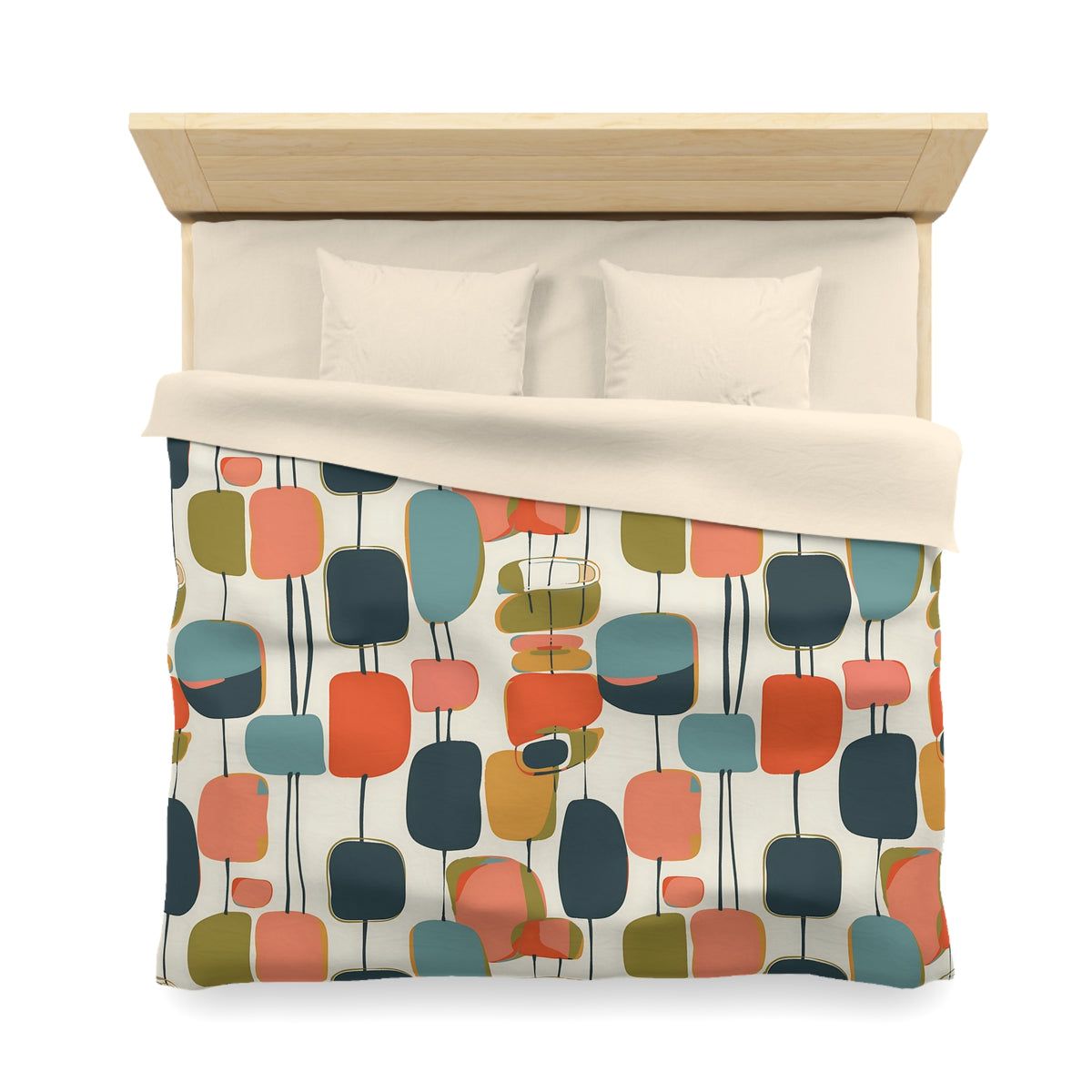 Mid Century Mod Scandinavian Abstract, Geometric Colorful Retro Duvet Cover - Mid Century Modern Gal