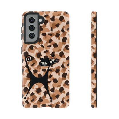 Mid Century Modern Atomic Cat, Animal Print Kitschy Trendy Smart Phone Tough Cases