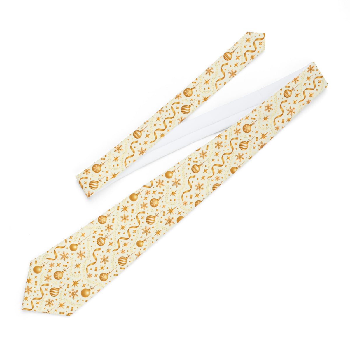 Christmas Party Gold and Cream Necktie