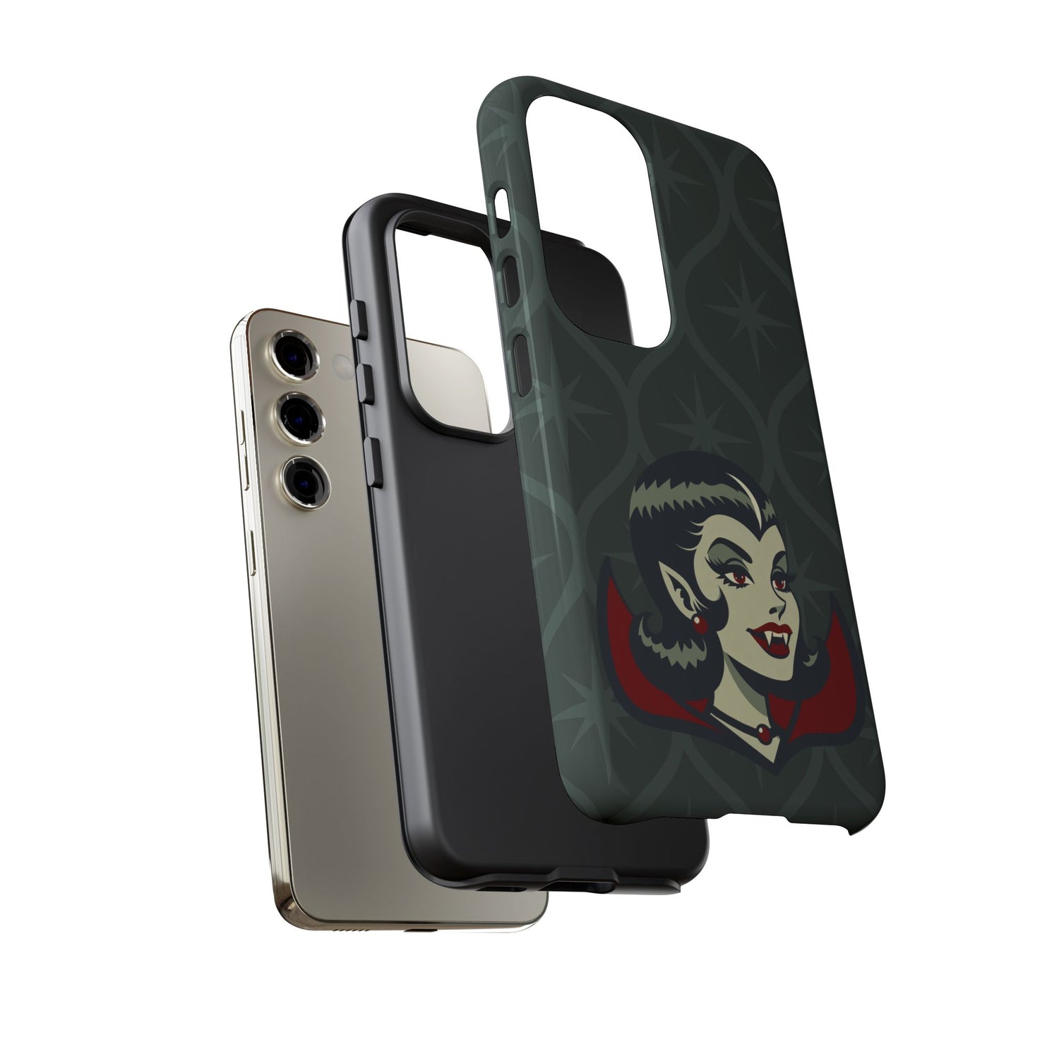 Vampire Dracula Girl Halloween Goth Horror Buff MCM Green Tough Phone Case