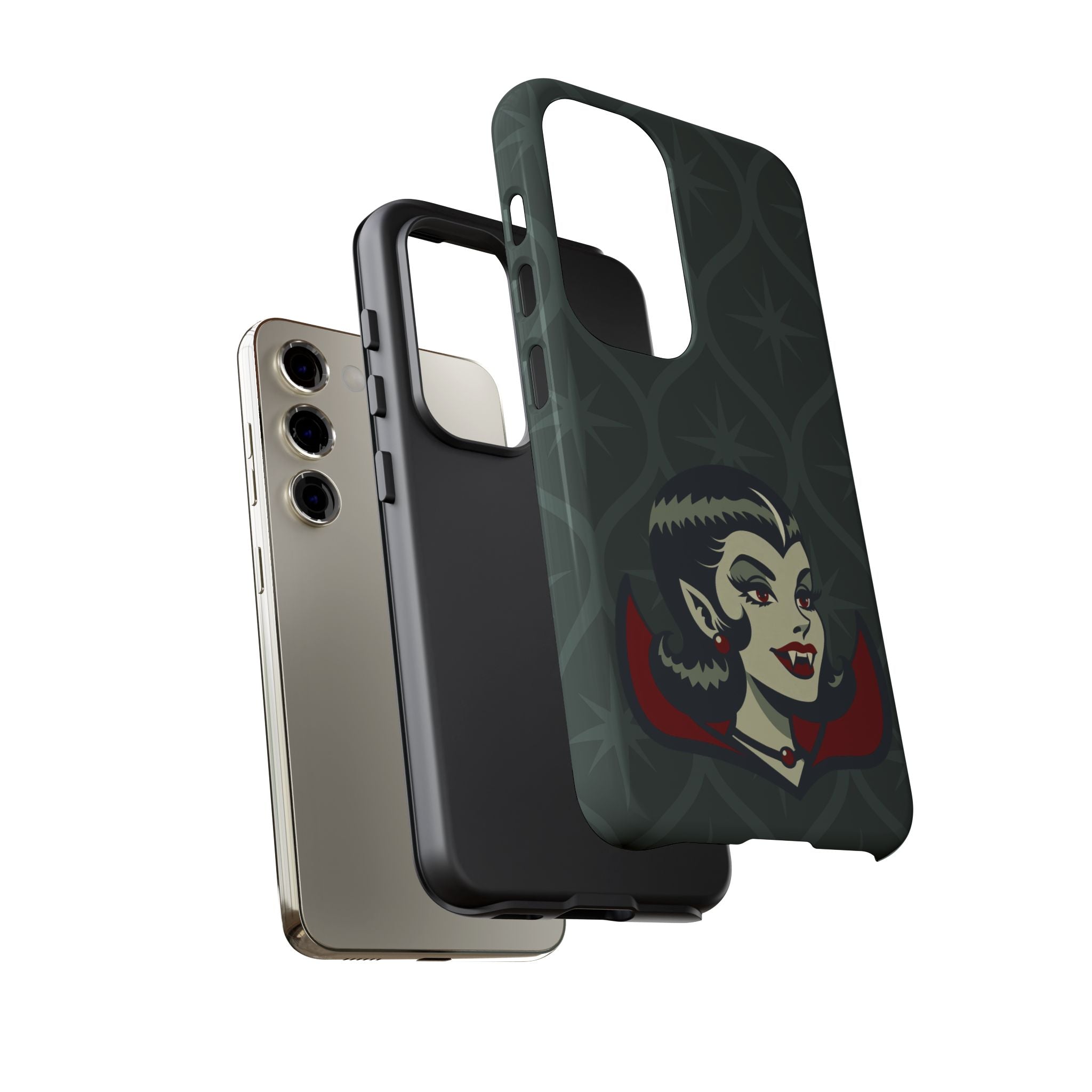 Vampire Dracula Girl Halloween Goth Horror Buff MCM Green Tough Phone Case