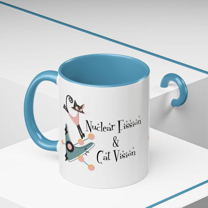 Atomic Cat Coffee Tea Mug, Mid Century Modern Boomerang, Space Age Atomic Drinkware For Cat And Coffee Lovers - Mid Century Modern Gal