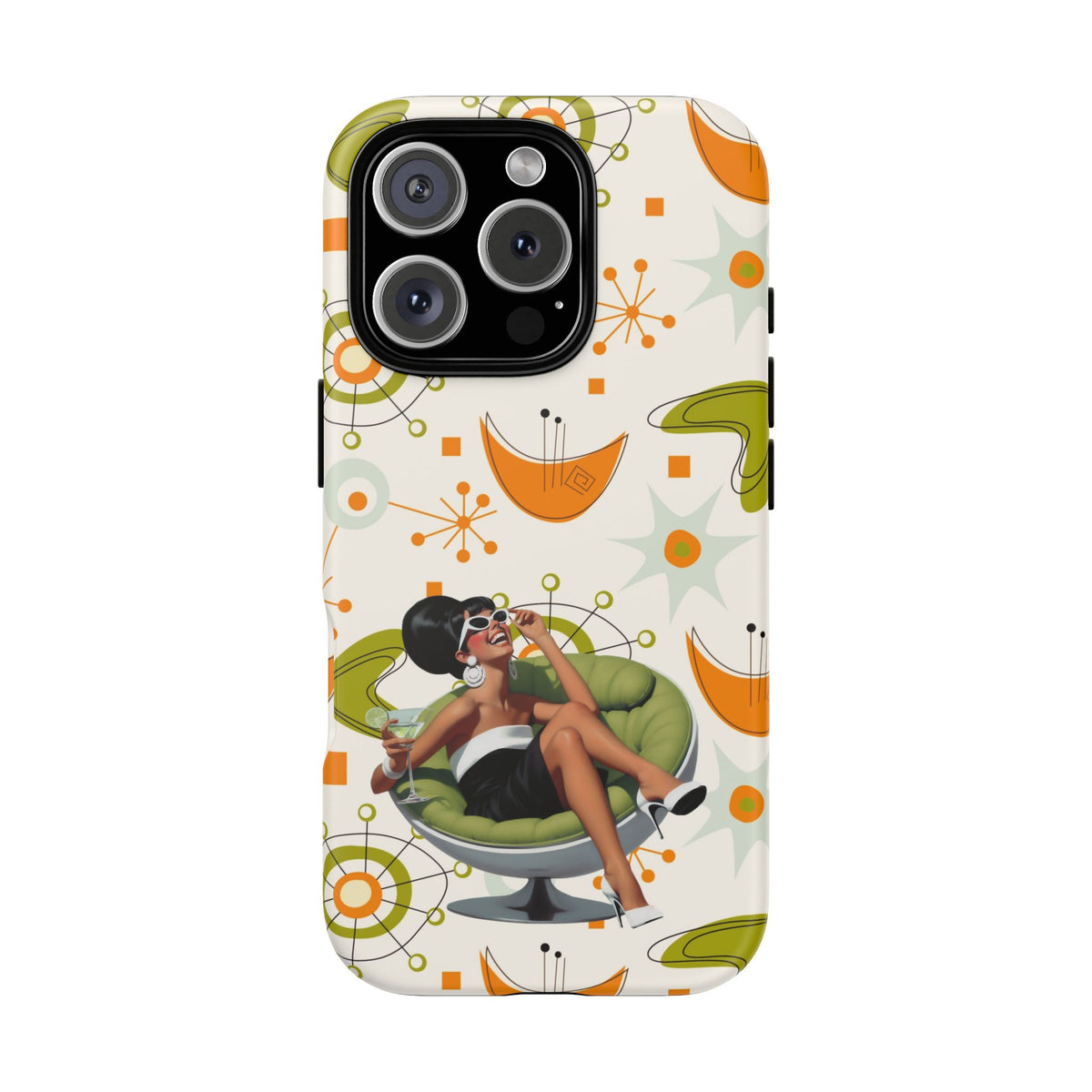 Mid Century Modern Atomic Starburst Mid Mod 60s Gal Retro Chic Tough Phone Case with Vintage Glamour Design
