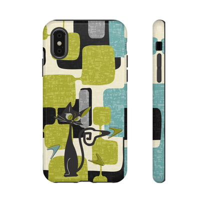 Mid Century Modern Geometric Kitschy Cat, Boomerang Retro Smart Phone Tough Cases