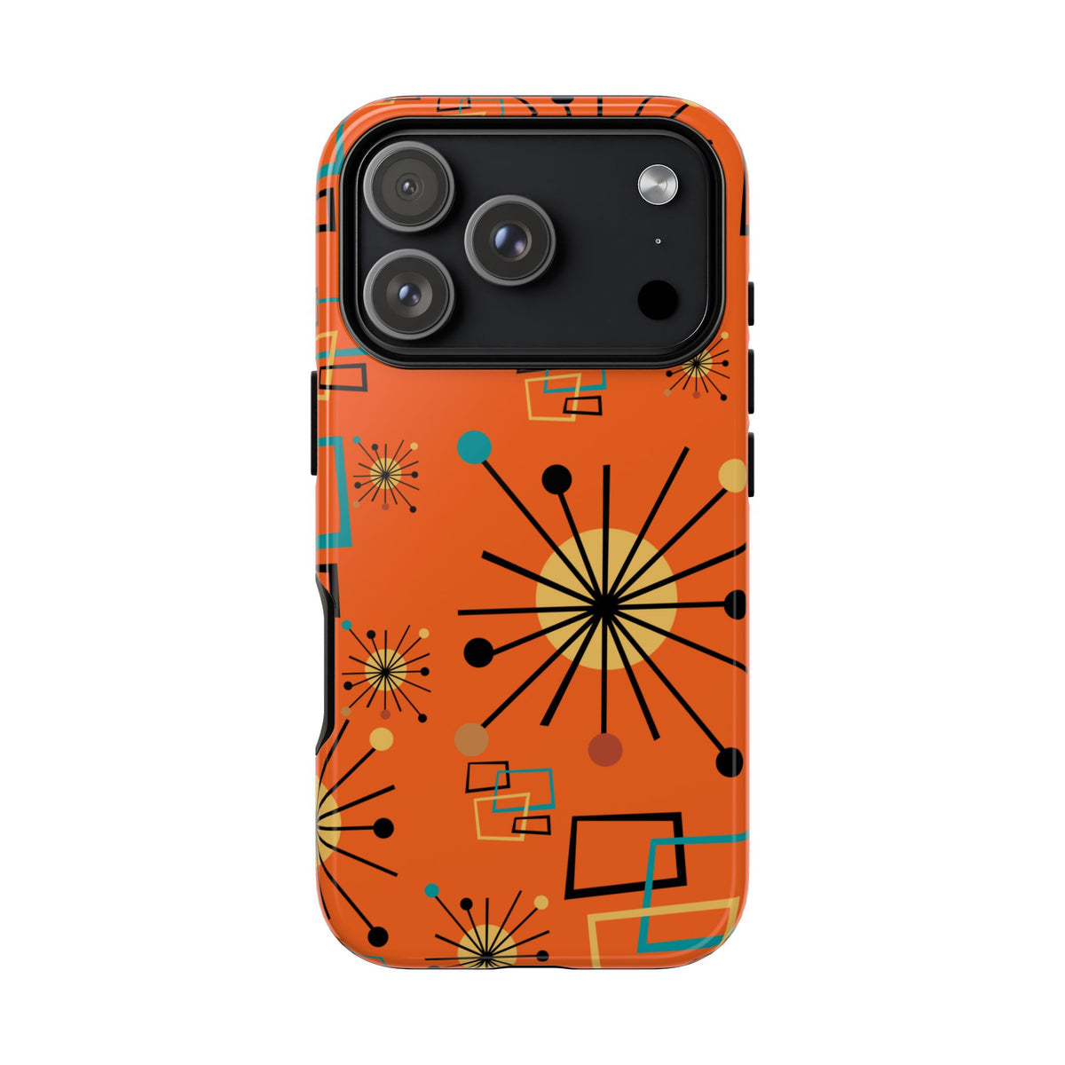 Mid Century Modern Sinatra Orange, Starburst, Geometric Funky Fun Tough Phone Case