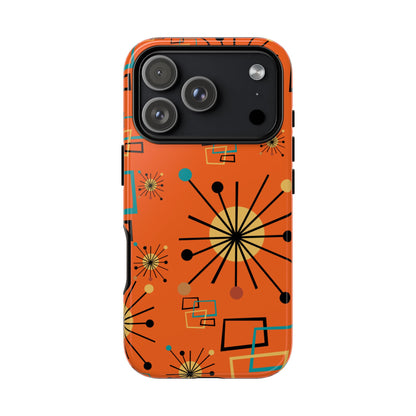 Mid Century Modern Sinatra Orange, Starburst, Geometric Funky Fun Tough Phone Case