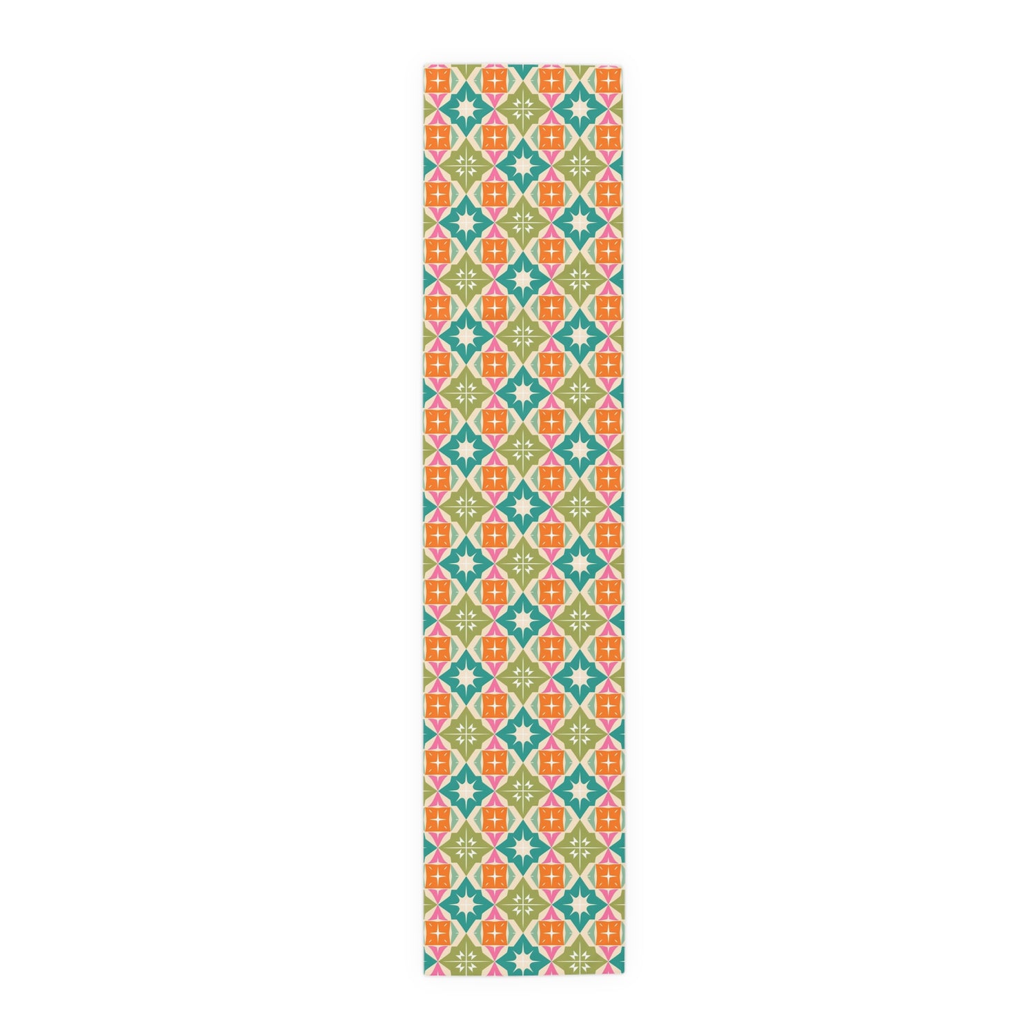 Mid Century Modern Atomic Starbursts Diamonds Vibrant Geometric Retro Table Runner - Mid Century Modern Gal
