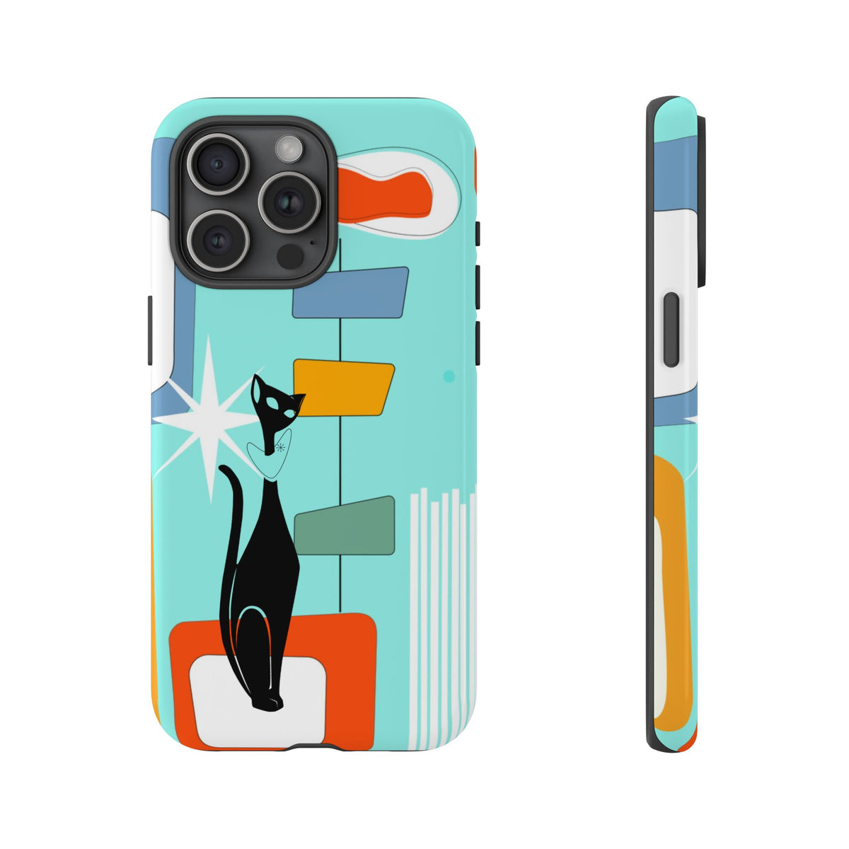 Atomic Cat, Mid Mod Aqua Blue, Geometric, Samsung, Google Pixel, Apple iPhone Tough Cases