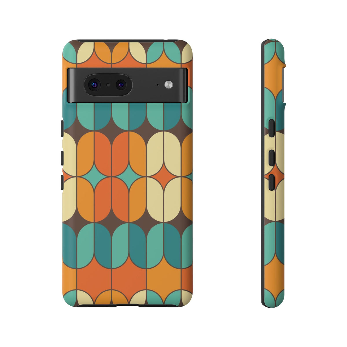 Mid Century Modern Orange, Teal Geometric Mod Designed Tough Phone Case